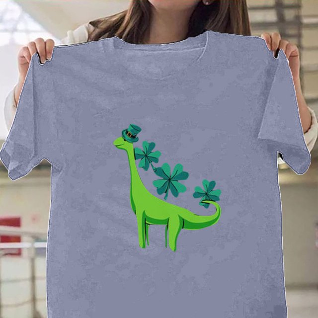 Puntoco - Camiseta holgada de manga corta con cuello redondo y estampado informal para mujer Puntoco Puntoco-589