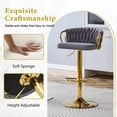 thumbnail image 5 of S-HOME Set of 2 Adjustable Height Modern Velvet Bar Stools with Gold Base and Woven Rope Backrest for Home Dining,Gray, 5 of 14