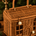 thumbnail image 5 of Vintage Woven House Basket with Door, Decorative Handwoven Storage Basket with Handle & Rustic Design, Multi-Purpose for Holiday Decor Home Storage Gift Organization（Brown）, 5 of 8