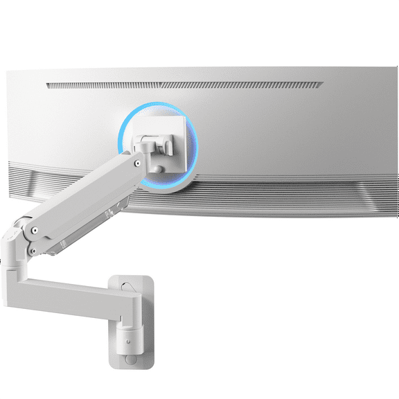VIVO White Single Pneumatic Monitor Wall Mount, Fits Ultrawides up to 49"