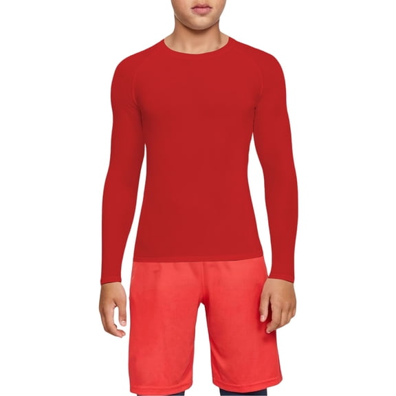Mercatoo Kids Boys Compression Base Layer, Long Sleeve Athletic Shirt with Flatlock Seams, Comfy Performance Top for Sports and Training