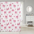 thumbnail image 2 of Manfei Pink Dreamy Bowknot Shower Curtain 72Wx78L,Cartoon Bow Tie Bath Curtain, 2 of 5