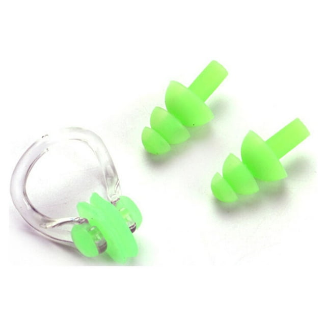 Waterproof Nose Clip Soft Swimming Anti-noise Earplug Adults Reliable Reusable Solid Surfing Water Sports Protection Portable Swim Ear Protector Green