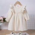 thumbnail image 3 of Toddler Girls Dresses Spring Autumn Solid Color Crewneck Long Sleeve Kids Dress Fall Clothes Size 4-5T, 3 of 3