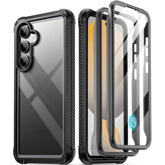 Poetic Guardian Case for Samsung Galaxy S24 FE 5G, Built-in Screen Protector [Work with Fingerprint ID], Black/Clear