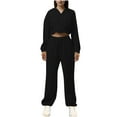 thumbnail image 3 of 2 Piece Sets for Women Shorts Casual Older Women Two Piece Outfits Sets Fall Pants Women's Solid Color Comfortable Casual Fashion Temperament With Hoodie Hoodie Pants Two-piece Suit, 3 of 6