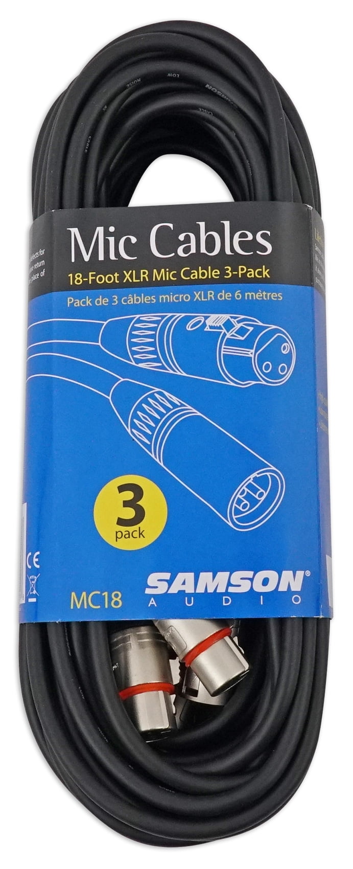 Samson MC18 18 Foot XLR to XLR Microphone Cable 3-Pack