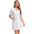 thumbnail image 3 of iiniim Womens Short Sleeve Work Dress V Neck Button Down Knee Length For Daily Wear White M, 3 of 7