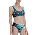 thumbnail image 2 of Daiia Watercolor Turtle4 printed 2 piece Swimsuit Bikinis for Women High Waisted Racerback Bathing Suits Summer Tummy Control Scoop Neck Swimwear-Small, 2 of 8