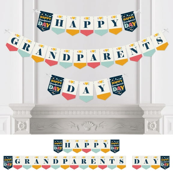 Big Dot of Happiness Happy Grandparents Day - Grandma & Grandpa Party Bunting Banner - Party Decorations - Happy Grandparents Day