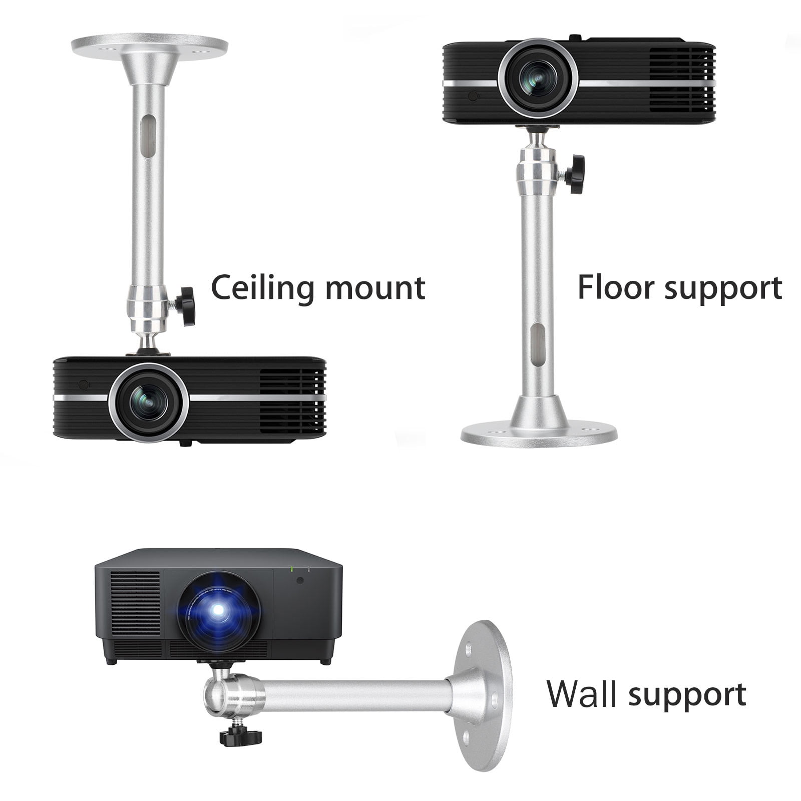 7.2 inch 18cm Mini Projector Wall Ceiling Mount 11lbs Load mounting Bracket for Mini Projector Camera 360 /° Rotating Head Adjustment Angle Silver