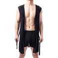 thumbnail image 2 of Men's Hooded Robe, Soft Lightweight Bathrobe for Men with Pockets, Casual Long Sleeve Lounge Robe for Home, Shower, or Pool, 2 of 8