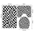 thumbnail image 3 of Black and White Wavy Checkerboard Pattern Bathroom Rugs Sets 3 Piece,Toilet Cover Set,Absorbent Non Slip Bathroom Mats Sets with U-Shaped Contour Rug Toilet Rug Set, 3 of 5