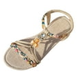 thumbnail image 3 of Mostsola Womens Sandals Open Toe Slingback Flats Summer Beach Shoes Braided Strap Beaded Sandals, 3 of 8