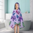 thumbnail image 6 of Purple Butterfly Colorful Pattern Hooded Bath Towel，50"x30" for Ages 3 To 12 Kids, Quick Dry Lightweight Soft Microfiber Hood Beach Towel Cover Up for Kids, 6 of 7