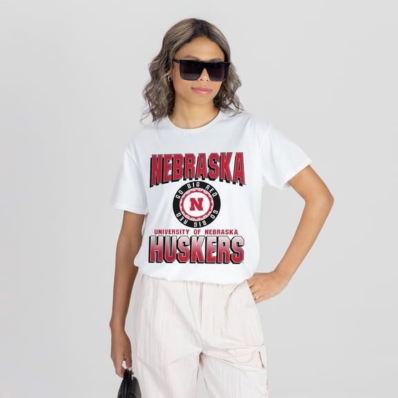 Women's Gameday Couture White Nebraska Huskers All-Time Classic Oversized Flowy T-Shirt