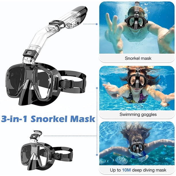 Kit De Plongée Tuba Pliable SODIAL Avec Support Caméra - Noir