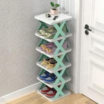 Shoe Rack Organizer,Vertical Shoe Rack, 6 Tiers Narrow Shoe Shelf 6 Pairs Slim Shelf for Shoes Narrow Shoe Rack,DIY Free Standing Shoes Storage Organizer ,Free Shoe Shelf for Small Space