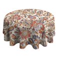 thumbnail image 4 of Beige Floral and Paisley Pattern Round Tablecloth 60"x60",Wrinkle Wipeable Table Cloth for Kitchen Dining Room Picnic Patio Party, 4 of 6