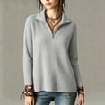 thumbnail image 4 of Maean Womens Quarter Zip Sweater V Neck Collared Long Sleeve Knit Sweaters Casual Loose Pullover Tops, 4 of 7