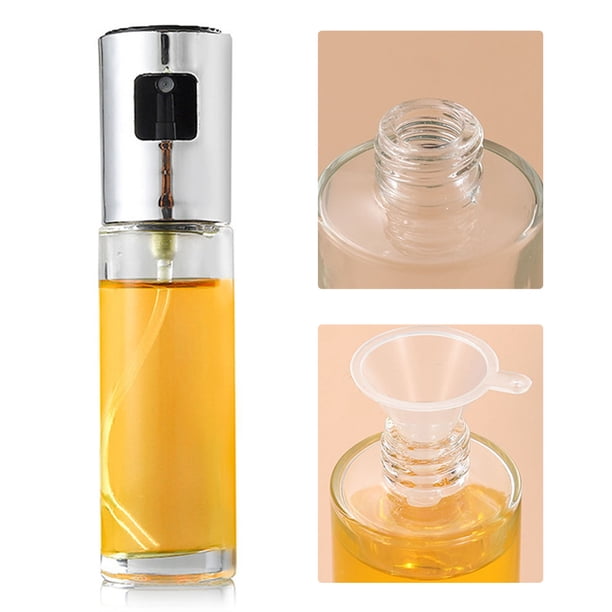 Pulverizador de aceite de cocina, botella pulverizadora de aceite, pulverizador de aceite plateado para barbacoa, botella de vidrio en aerosol optimizada para la excelencia Jadeshay A