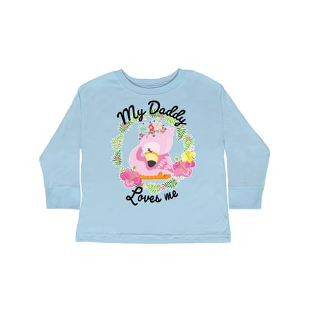 

Inktastic Baby Flamingo My Daddy Loves Me in Flower Wreath Gift Toddler Boy or Toddler Girl Long Sleeve T-Shirt