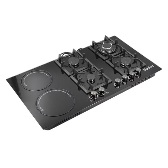 Parrilla empotrable 6 Quemadores Hibrida 90x51cm Cristal Templado