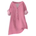thumbnail image 4 of Seductiva Women Long Sleeve Tops Shirts Women Women's Solid Color Simple Geometric Texture Semi Open Shirt Top Casual Collared Blouses Loose Fit Fashion Basic Casual, 4 of 4