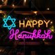 thumbnail image 4 of Letrero de neón Fadraney Happy Hanukkah con luces LED con forma de estrellas de David, 4 of 6