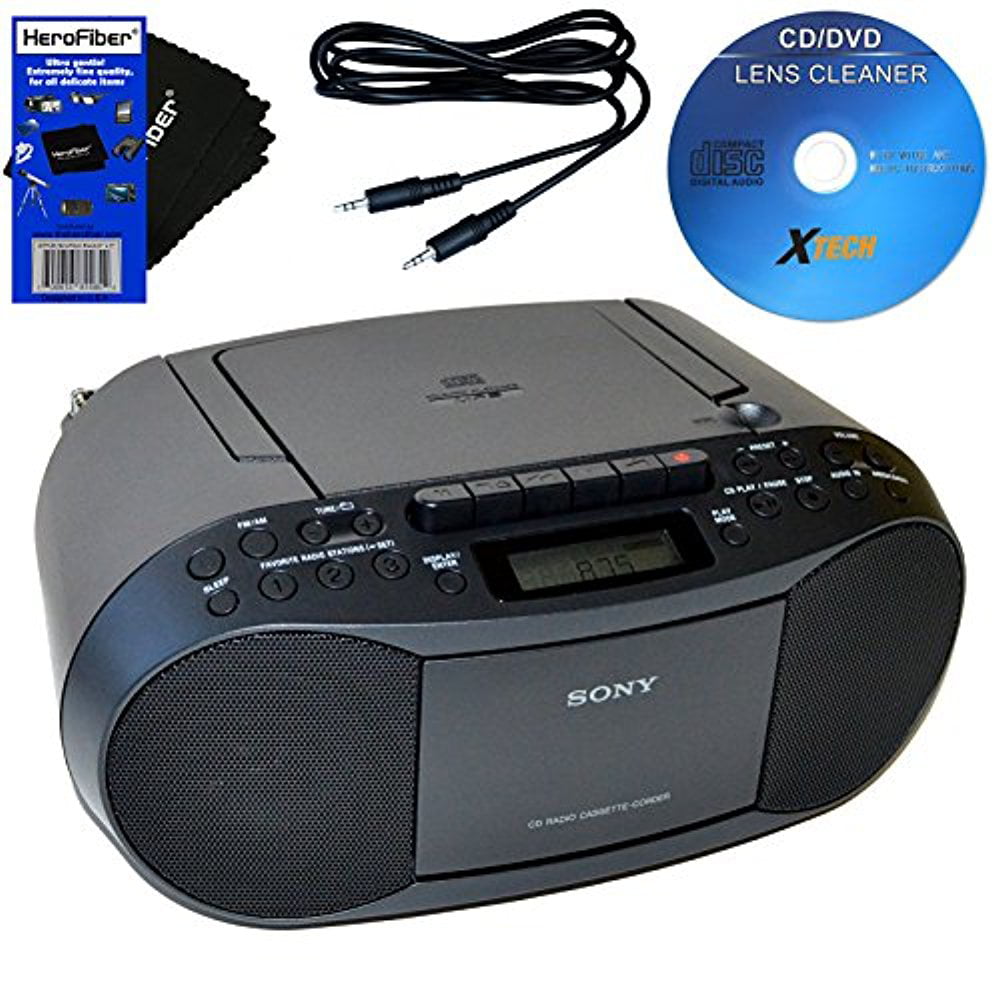 Ruidoso Referéndum dramático Sony CFD-S70 Portable CD/Cassette Boombox (Black) + Aux & Power Cable +  Accessory Bundle - Walmart.com