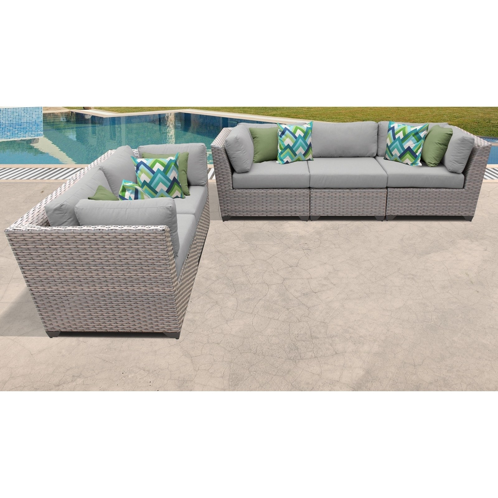 TK Classics Florence 5 Piece Outdoor Wicker Patio Furniture Set 05a - image 2 of 5