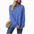 thumbnail image 3 of Towmus Sweatshirts for women Crewneck Womens Long Sleeve Tops Solid Oversized Pullover Sweatshirt for Women, 3 of 5