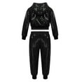 thumbnail image 2 of Miaeowve Kids Hip Hop Latin Jazz Street Dance Outfit Boys Girls Sparkly Sequins Long Sleeve Hooded Jacket with Pants Black 8-10, 2 of 7