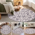 thumbnail image 6 of Pastoral Flowers Washable Round Area Rug 3 ft, Grape Purple Flower Vintage Linen Texture , Soft Non Slip Rugs Stain Repellent Indoor Felt Carpet for Living Dining Room Bedroom Home Office, 6 of 9