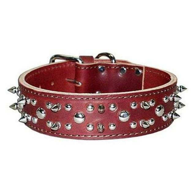 Collar para perro OmniPet Leather Brothers, 4,5 cm x 56 cm, con púas, color burdeos