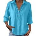 thumbnail image 5 of Women's Button Down T Shirts, Summer Fashion 2026 Womens Camp Shirts Collared Casual Blouses Cotton Collared Button Up Blouses Women Y2K Top Rolled Sleeve Button Down Summer Tops, 5 of 6