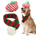thumbnail image 4 of Dog Hat And Scarf Set, Warm Lovely Striped Shape Easy To Clean Pet Scarf Kit With Plush Ball For Pet For Cat Dog For Christmas For Small Medium Large Dogs, 4 of 8