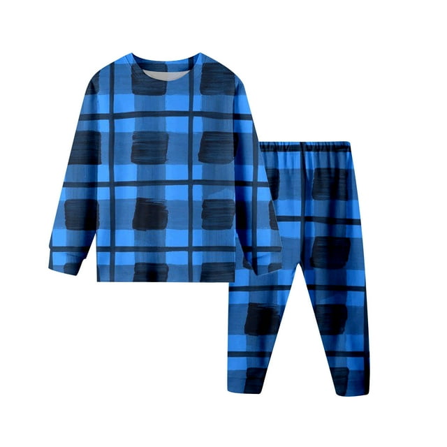 GDREDA Ensemble de Pantalons 2 Pcs Ensembles de Pyjamas pour Garçons Ensemble de Pyjamas Longs pour Enfants Printemps et Automne Garçons et Filles Bas d'Hiver Ensemble de Pyjamas Chauds Tenues et Ensembles pour Filles Bleu, 150/9t