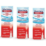 3 Pack Mucinex Sinus-Max Clear & Cool Nasal Decongestant Spray, 0.75 Ounces each