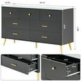 7 Drawers Dresser for Bedroom, 55" Long Black Dresser Gold Legs, Mid ...