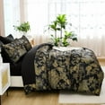 thumbnail image 2 of Black Comforter Set King, 7 Pieces Black and Gold Botanical Comforters King Size Bed in a Bag Elegant Plants Print with Sheets Soft Microfiber Complete Bedding Sets for All Season, 2 of 8