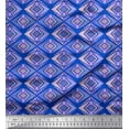 thumbnail image 1 of Soimoi Blue Heavy Canvas Fabric Diamond Geometric Print Fabric by the Yard 58 Inch Wide, 1 of 3
