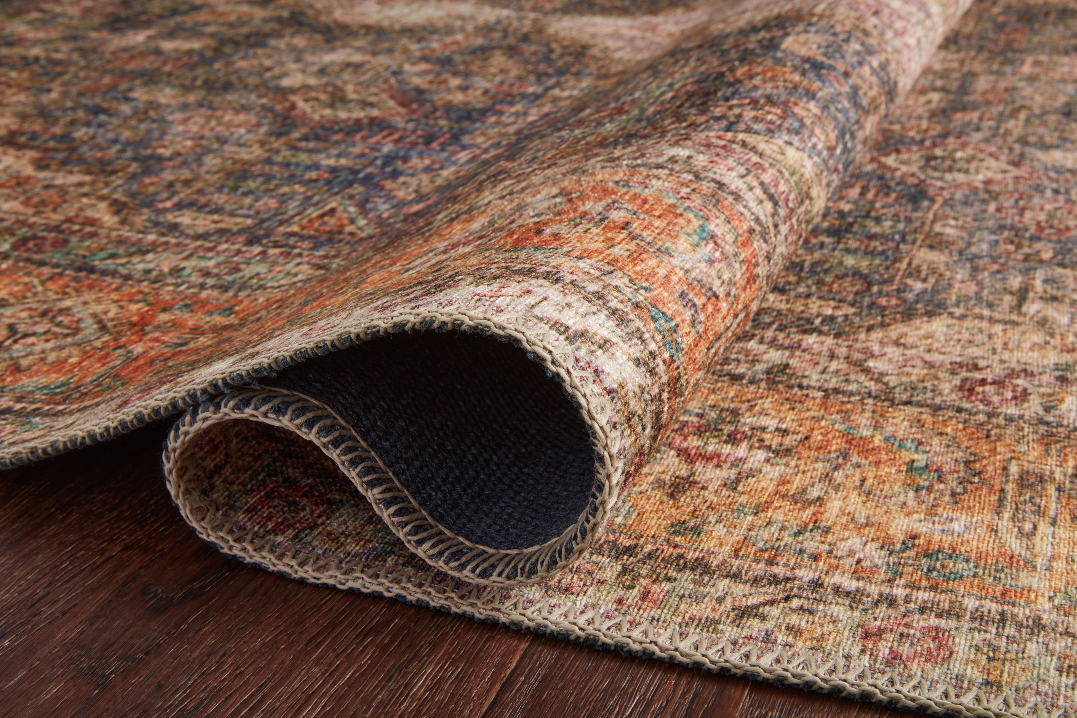 Loloi Loren Collection LQ-02 Plum / Multi Oriental Area Rug 2'-6" x 7'-6"
