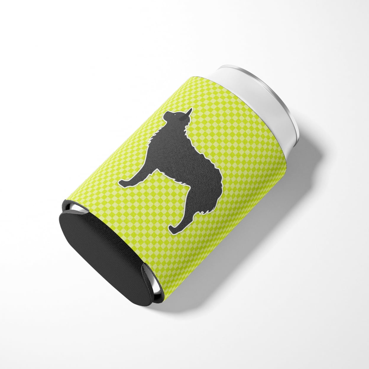Caroline's Treasures BB3821CC Croatian Sheepdog Checkerboard Green Can or Bottle Hugger, Can Hugger, multicolor