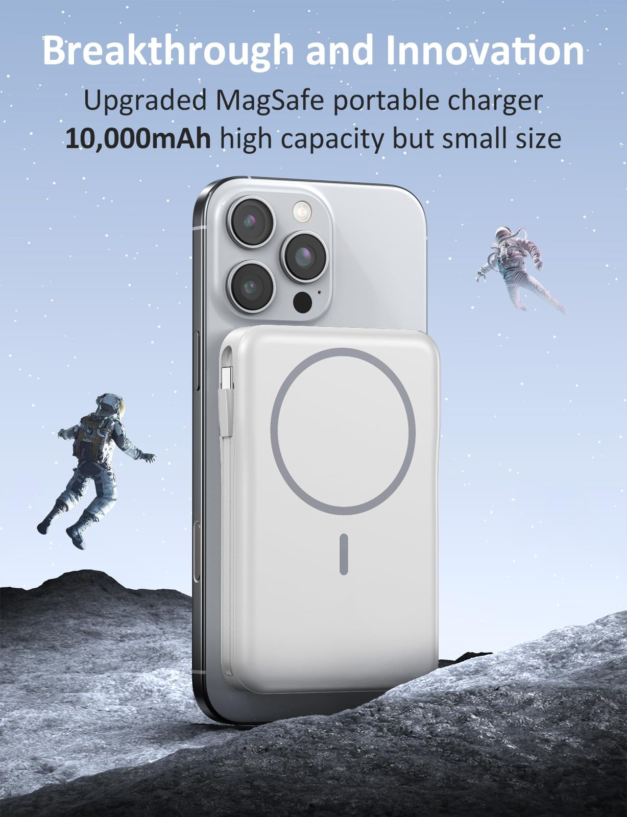 Magnetic Portable Charger, 10000mAh Power Bank, 5 in 1 Portable Charger with Built in Cable, 20W Fast Charging for Battery Pack Compatible with iPhone 17/16/15/14/13,Samsung Series