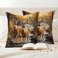 thumbnail image 3 of Orange Autumn Deer Outdoor Waterproof Pillow Covers, Vintage Forest River Decorative Square Throw Pillowcase Sofa Cushion Sham for Patio/Couch/Chair, 26"x26" 2 Pack, 3 of 8