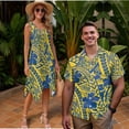 thumbnail image 2 of Garronmavis Polynesian Matching Outfits for Couples Vacation Mens Button Down Shirt Medium Tall Shirts and Women's Tank Dress Polyester Midi Sundress with Pocket, 2 of 7