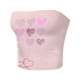 thumbnail image 4 of Njagoc3 Womens Pink Heart Print Bandeau Top Valentine Yoga Strapless Sports Bra, 4 of 7
