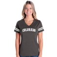 thumbnail image 1 of Womens Cloloroda Football V-Neck T-Shirt, 1 of 5