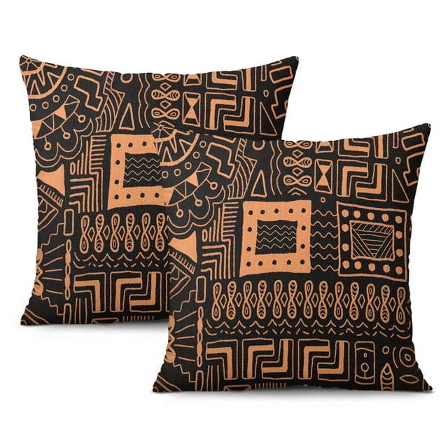 Throw Pillow Covers Set of 2 Decorative Throw Pillow Covers 20x20 Inch, Boho Farmhouse Geometric Pattern, Square Pillow Covers for Couch, Sofa, Bed, Fall Home Decor Cushion Covers